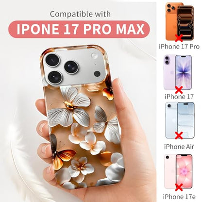 Case Compatible with iPhone 17 Pro Max, 2025 Anti-Yellow Ultra Transparent Soft TPU Phone Case, Shockproof Anti-Slip Slim Lightweight Full Coverage Protective (Flowers 4) - color: Flowers 4
