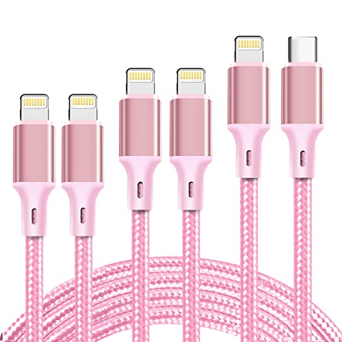 cugunu USB C to Lightning Cable, 5 Pack PD Fast iPhone Charger Cord (Pink) - color: Pink, style: USB-C to L