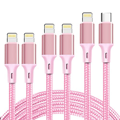 cugunu USB C to Lightning Cable, 5 Pack PD Fast iPhone Charger Cord (Pink) - color: Pink, style: USB-C to L