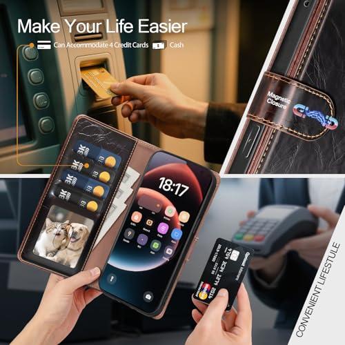 Compatible with Samsung Galaxy S26 Case Wallet with Card Holder [4 Card Slot] Women Men,RFID Blocking PU Leather Phone Case Flip Shockproof Protector Cover Credit Card Slot Kickstand,Coffee - color: Coffee-U1, size: Samsung Galaxy S26 - 6.3"