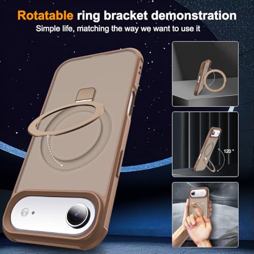 SKYLMW Compatible with iPhone Air Case with Stand,Desert Brown | iPhone Air Phone Case 6.5",Magnetic Ring Stand,Compatible with MagSafe,Military-Grade Protection,Great Grip Feeling - color: Desert Brown, size: Iphone Air