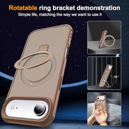 SKYLMW Compatible with iPhone Air Case with Stand,Desert Brown | iPhone Air Phone Case 6.5",Magnetic Ring Stand,Compatible with MagSafe,Military-Grade Protection,Great Grip Feeling - color: Desert Brown, size: Iphone Air