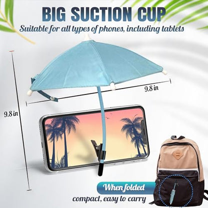 Phone Umbrella for Sun, Clip-On Phone Sun Shade, Universal Fit - color: Blue
