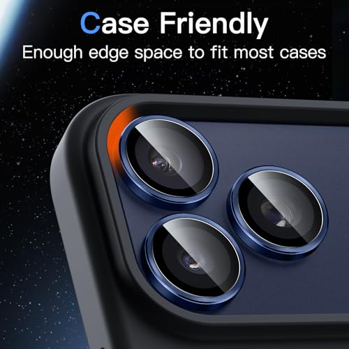 JETech Camera Lens Protector for iPhone 17 Pro/17 Pro Max, Deep Blue, 1 Set - color: Deep Blue