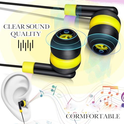 Kanayu 100 Pack Wired Earbuds Bulk for Classroom, No Mic 3.5mm, Yellow - color: Yellow