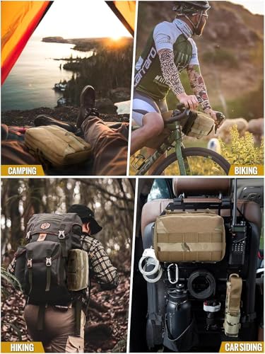 OneTigris MOLLE Pouch, Tactical Admin Pouch Belt EDC Tool Organizer Zippered Utility Waist Pack 7.5"x5"x2" - color: Camocolor