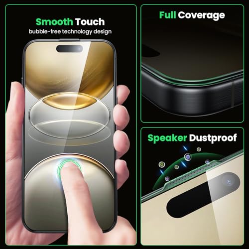 WSKEN for iPhone 16 Pro/iPhone 17 Privacy Screen Protector - [Auto Dust-Remove] 24 Degree Anti Spy 3D Full Coverage Shatterproof Tempered Glass with Zero Bubble Dust Clean Easy Installing House - color: 2 PCS Privacy