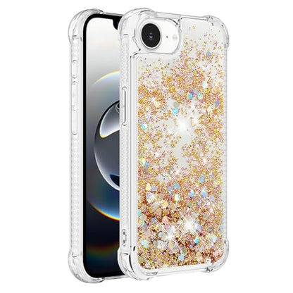Bling Glitter Case for Apple iPhone 16e.Liquid Gold | Soft TPU Sparkly Flowing Liquid Floating Clear Case for Women Girls Cover for Apple iPhone 16e - color: Gold