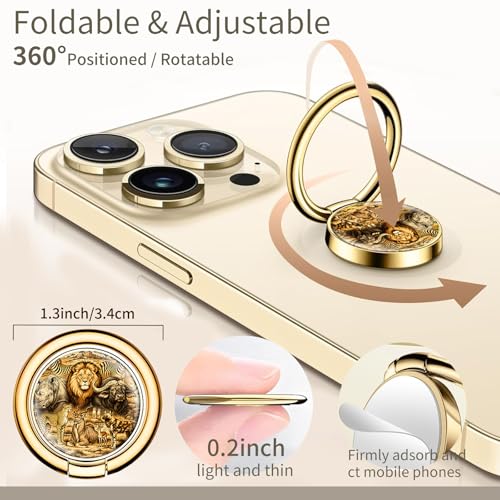 Cell Phone Ring Holder, Cute Phone Ring Grip Stand, 360°Rotation Funny Metal Kickstand Finger Grip Cute Wild Animals - color: Cute Wild Animals