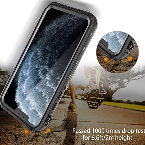 iPhone 11 Pro Max Waterproof Rugged Case - Slim Design with Built-in Screen Protector, Shockproof, 6.5" (Black&Gray) - color: Black&Gray, size: iPhone 11 Pro Max