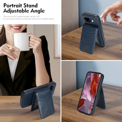 SkyEagle Compatible with Magsafe 2 in 1 Detachable Google Pixel 9a Wallet Case with Card Holder,Women Men Magnetic PU Leather Phone Case RFID Blocking Flip Kickstand Credit Slots,Blue - color: Blue, size: Google Pixel 9a