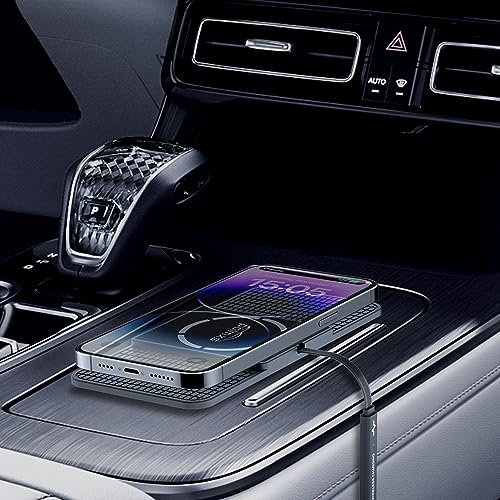 Magnetic Wireless Car Charger Charging pad,POLMXS 15W Fast Wireless Phone Charger car Cell Phone coldless Charging mat Compatible with iphone12/13/14/15 Series airpod (C11L)