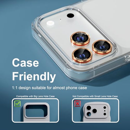 Compatible with iPhone 17 Pro Max/17 Pro Camera Lens Protector - color: Gold + Red