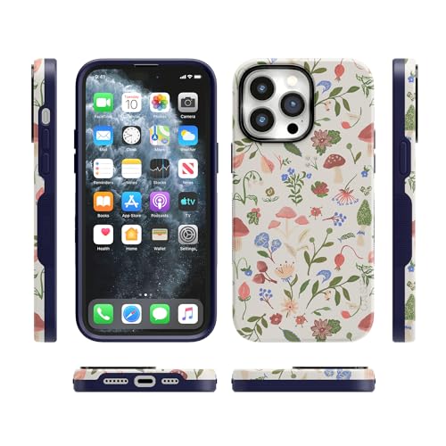 Casely iPhone 14 Pro Max Case | Garden Party | Mushroom Floral | Bold Protective Design | Compatible with MagSafe - color: Garden Party | Mushroom Floral
