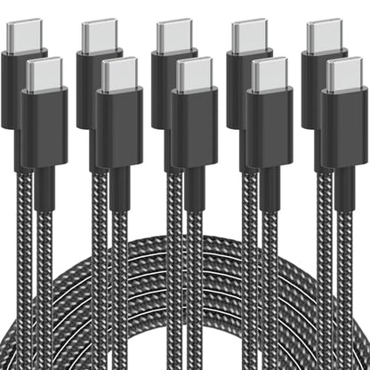Plnhixt USB C Cable, 5Pack 6FT USB C to USB C Cable 60W(3A) Nylon Braided