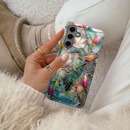 Compatible for Samsung Galaxy S26 Ultra 5G Case,Double Layer Shockproof Protection Heavy Duty Phone Cover,Stained Glass Flower Hummingbird - color: Stained Glass Flower Hummingbird, size: S26 Ultra