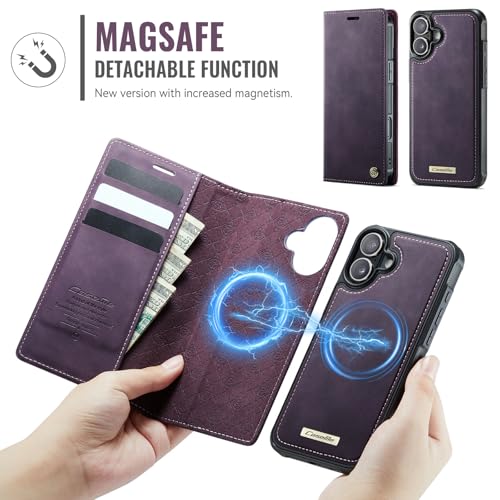 Kowauri Case for iPhone 17, PU Leather Wallet Flip Case with Card Holder RFID Blocking, Magnetic Detachable Shockproof Phone Cover Wireless Charging Compatible for iPhone 17 (6.3 inch), Purple - color: Purple