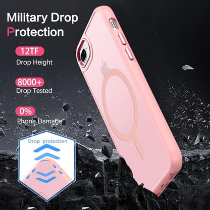 DUEDUE for iPhone 8 Plus Case, iPhone 7 Plus Case Magnetic[Compatible with Magsafe], Translucent Matte Back Protective Cover Shockproof Phone Case for iPhone 7 Plus/8 Plus, Pink - color: Pink