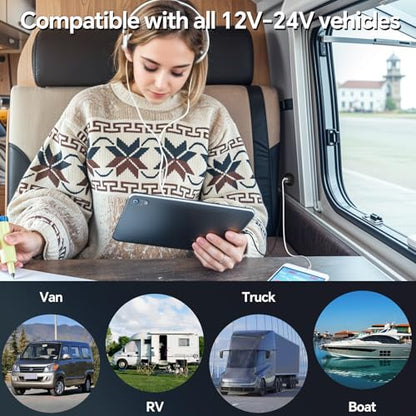 acegoo 24W 12V USB Outlet, Aluminum Fast Charging RV USB C Charger - color: Big Panel*2