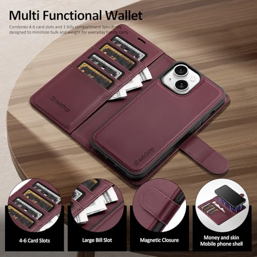 Shieldtop Compatible with MagSafe iPhone 13 Wallet Case,Wine Red - color: Wine Red, size: iPhone 13 - 6.1"