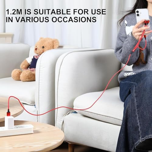 MJXIANG Multi USB C Cable Fast Charging 4 in 1, 4ft USB C Splitter Cable - color: 4FT/2Pack(Red)
