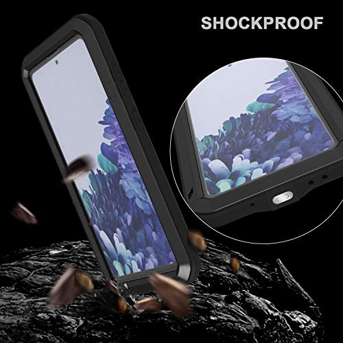 LOVE MEI Military Rugged Case for Samsung Galaxy S20 FE 5G, with Glass Screen Protector, Shockproof Dustproof Scratch Proof Hybrid Alloy and Silicone Gel Heavy Duty Full Body Cover Black - color: Black