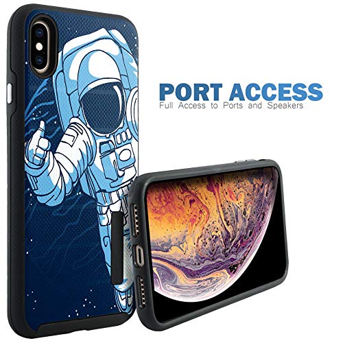 CasesOnDeck Case Compatible with [Apple iPhone X | iPhone Xs][Grip Tactical] iPhone Xs Hybrid Bump and Drop Protection Case Slim Fit Dual Layer Cover (Astronaut) - color: Astronaut