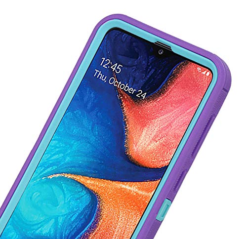 Heavy Duty Shockproof Defender Armor Case for Galaxy A20/A30/A50 (Purple/Mint), Built-in Screen Protector & Camera Protection - color: Purple/Mint