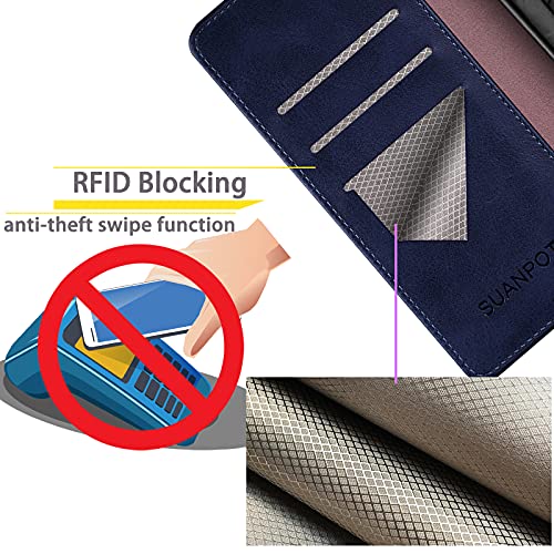 SUANPOT for Motorola Moto G Power 5G 2024 6.7" Wallet case with RFID Blocking Credit Card Holder,Flip Book PU Leather Protective Cover Women Men for Power 5G 2024 Phone case Blue - color: Blue