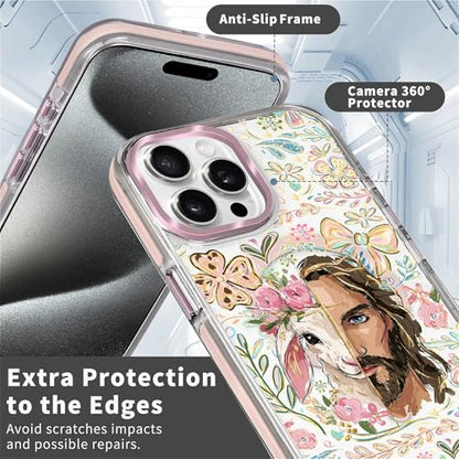 VisEnt Clear Case for iPhone 15 ProMax, Magnetic Phone Case, Transparent Slim Cover, Military Grade Protection, Shockproof, Anti-Yellowing, Scratch Resistant, Christian Jesus Lamb - color: Christian Jesus Lamb, size: Iphone 15 Pro Max