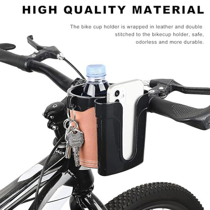Bike Cup Holder, Bicycle Handlebar Water Bottle Holders with Cell Phone Keys Holder, Universal Drink Bottle Cage for Bike Motorcycle Scooter Stroller Walker Wheelchair (Black & Beige) - color: Black & Beige