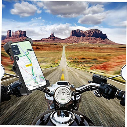PRETYZOOM Adjustable Motorcycle Cellphone Mount with Shockproof Vibration Dampener Bike Phone Holder for Handlebars Skid Protection Compatible with Motorbikes and Electric Scooters