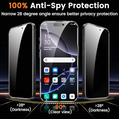 Lesakit 4+4 Pack Privacy Screen Protector for iPhone 16 Pro 6.3-Inch with 4 Pack Camera Lens Protector, Anti Spy Tempered Glass Film 9H Hardness Case Friendly - size: iPhone 16 Pro