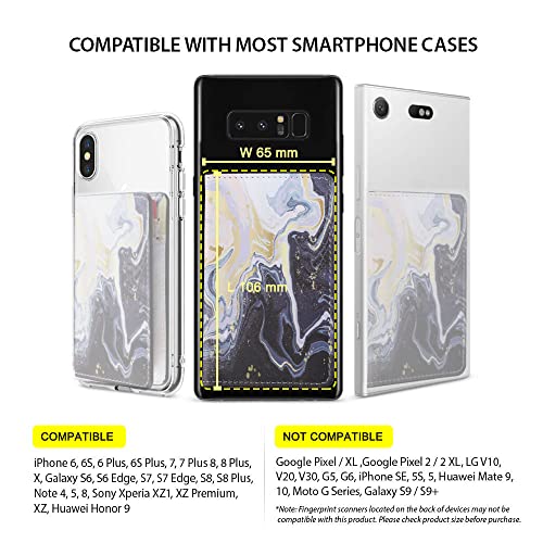 Credit ID Card Holder for Back of Phone Leather Phone Wallet Stick On with Stand Flip Waterproof Leather Adhesive Wallet for Most Cellphones (Marble Yellow) - color: Marble Yellow