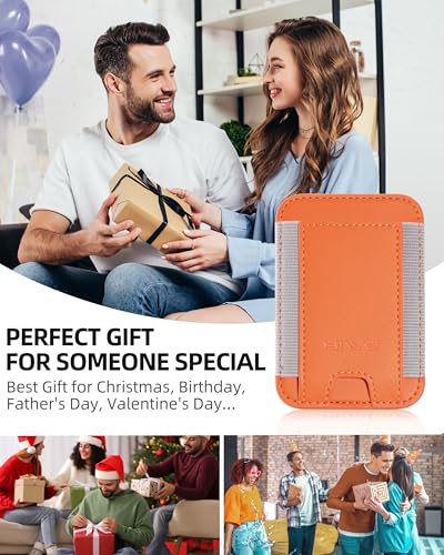 HiWe for MagSafe Wallet, 7 Cards Holder for Phone Case, RFID Blocking - color: Cosmic Orange Wallet - Grey Band