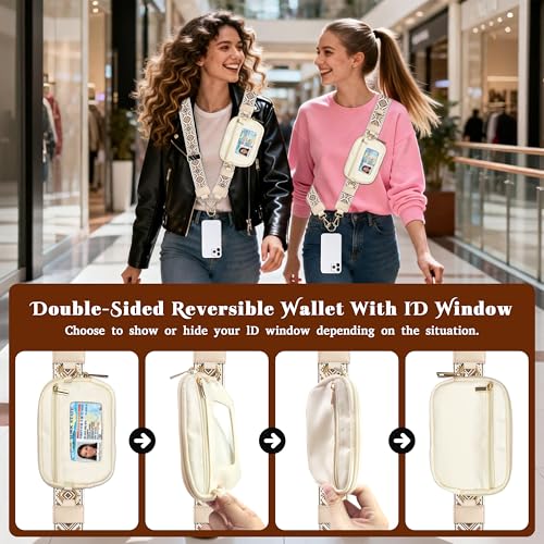 Clip and Go Strap for Phone with Wallet Crossbody,Adjustable Crossbody Cell Belt Detachable Wristlet Wallet for Daily