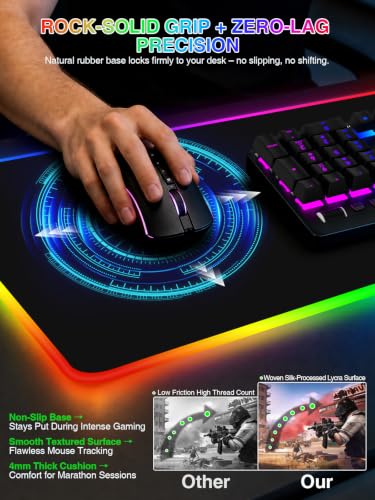 RGB Mouse Pad with Foldable Phone Stand & Wireless Charger, 31.5"x11.8" XL Gaming Mousepad Large Desk Mat, Desk Pad with Dual Charging for Phone & AirPods | 11 Colors & 5 Modes | Waterproof - color: Black Touch Control Stand XL