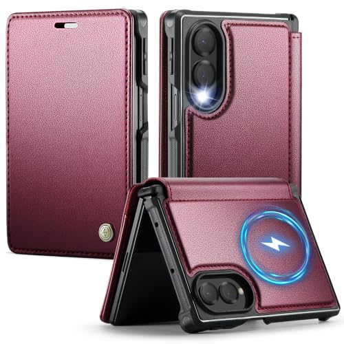 for Samsung Galaxy Z Fold 8 - Case Wallet Magnetic Slim, Wine Red - color: Wine Red, size: Samsung Galaxy Z Fold 8
