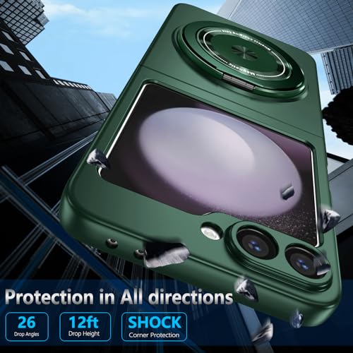 Magnetic Case for Samsung Galaxy Z Flip 6, [Compatible with MagSafe] Military Grade Shockproof Slim fit Samsung Z Flip 6 Phone Case with Magnetic Ring Kickstand, Green… - color: Green, size: Samsung Galaxy Z Flip 6