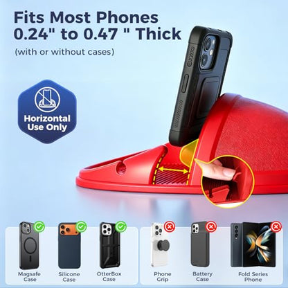 Loncaster Car Phone Holder, Car Phone Mount Silicone Car Pad Mat for Various Dashboards, Slip Free Desk Phone Stand Compatible with iPhone, Samsung, Android Smartphones, GPS Devices and More (Red) - color: Red-1pack