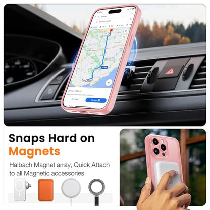 Magnetic Case for iPhone 13 Pro 6.1-Inch, [Compatible with Magsafe][Full Camera Protection] Ultra Slim Translucent Matte Shockproof Protection Phone Cover-Pink - color: Pink, size: iPhone 13 Pro