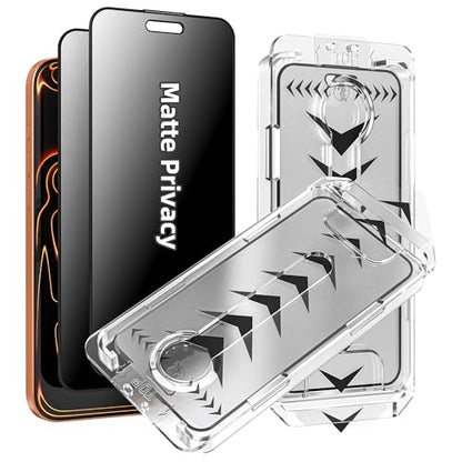 2-Pack Tempered Glass Matte Privacy Screen Protector for iPhone, Anti-spy Auto-Dust Removal, Anti-glare High Definition, Full Coverage No Bubble Easy Installation (For iPhone 16 Pro Max)