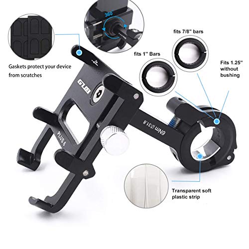 GUB Bike Phone Mount Holder, Aluminum Motorcycle Phone Holder Mount with 360° Rotation for iPhone 16 17 15 14 Pro Max Mini X XR Xs Plus, Samsung S25 S24 S22 4-7 Inch - Upgraded