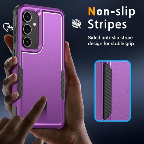 Vinve for Samsung Galaxy S25 FE Case with HD Screen Protector, Military-Grade Shockproof & Dual-Layer Protection, Anti-Slip Grip Design Phone Case, Purple - color: Purple