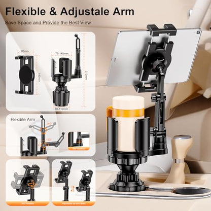 Tablet Holder for Car, 3 in1 Stable Cup Holder ipad Car Mount with Expander