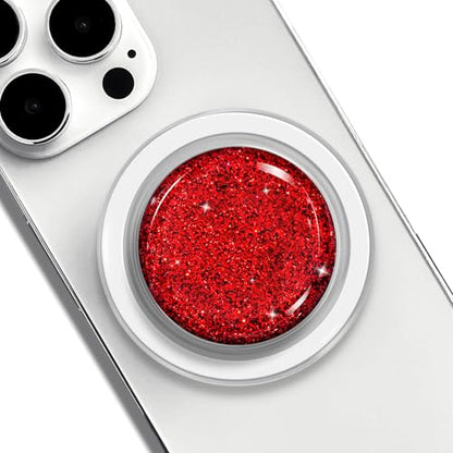 Magnetic Phone Grip Stand, Red Glitter Crystal Collapsible Expanding Holder, Cute Bling Grip for Women, Universal for Smartphones & Tablets - size: Red Glitter