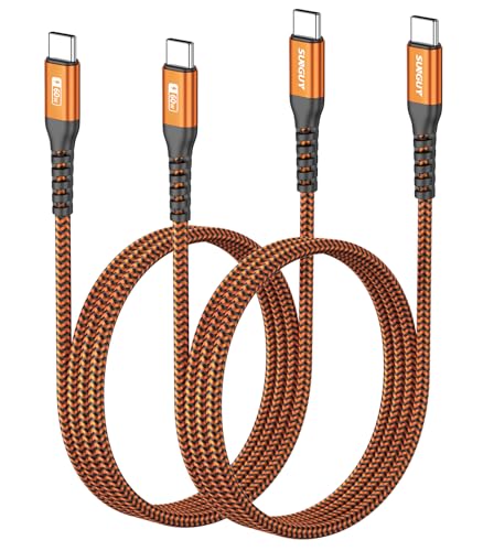 SUNGUY USB C to USB C 3FT [2Pack], USB C Cable 60W PD Fast Charging - color: Orange, size: 3FT