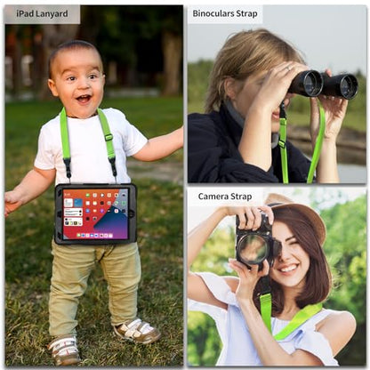 FIEIL 5 Pack Nylon iPad Strap, Adjustable Camera Neck Strap, Comfortable Shoulder Strap for iPad, Cellphone Tablet, Camera, Laptop, Binocular(Fluorescent Green Universal Neck Lanyard) - size: 5 Pack Fluorescent Green