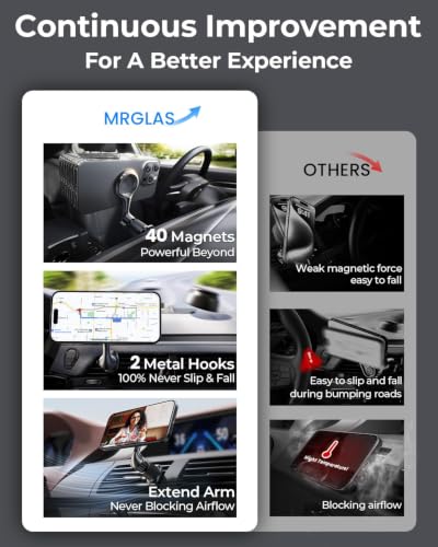 For MagSafe Car Mount [Double Metal Hook] Air Vent Magnetic Phone Holder - color: Black