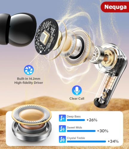 Wireless Earbuds Bluetooth Headphones, 48H Playtime Ear Buds with Mic and LED Digital Display Charging Case, IPX7 Waterproof in-Ear Earphone for iPhone Andriod Phone